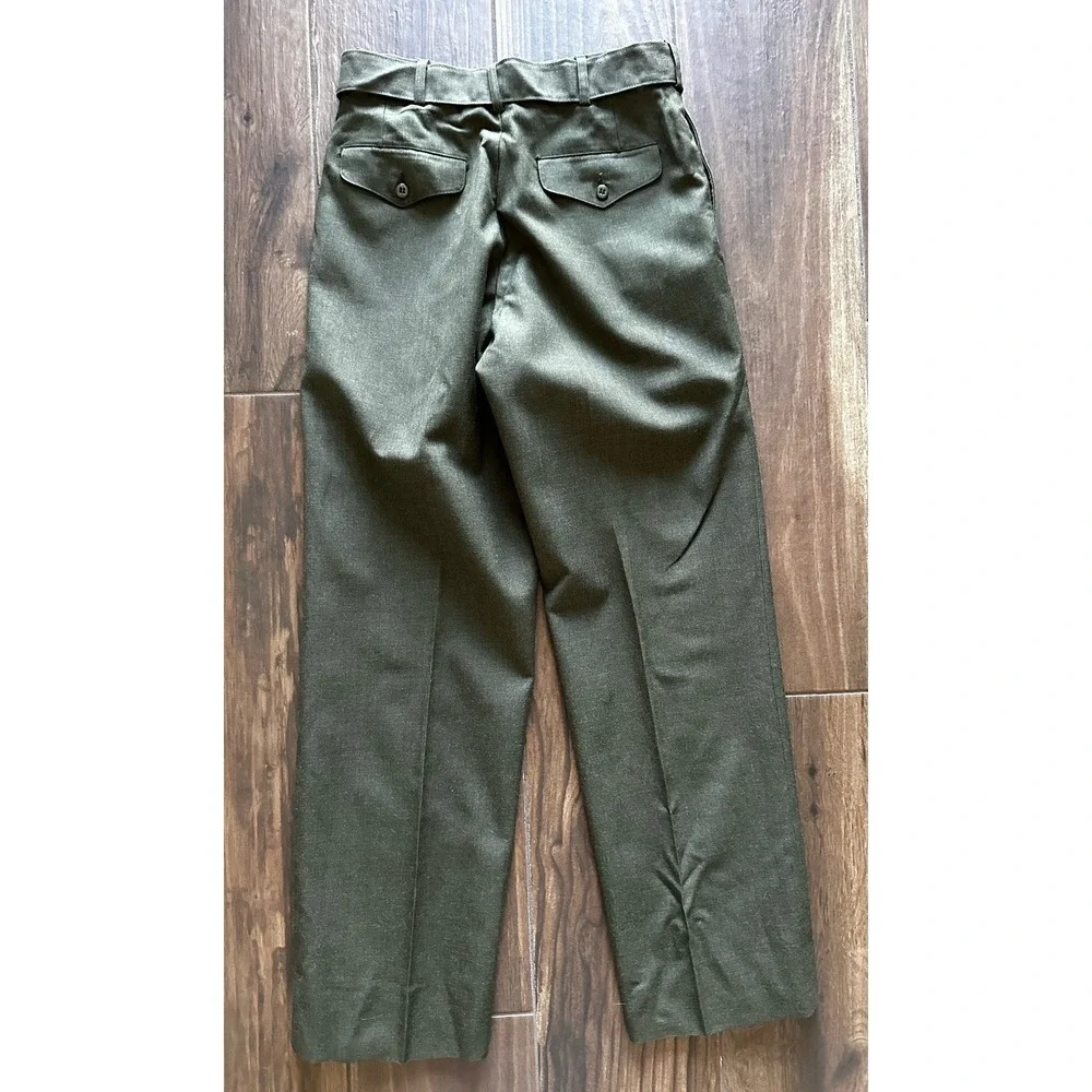 Vtg US Army Pants Mens‎ 31R Olive Green Wool Field Trousers OG108 50s Korean War